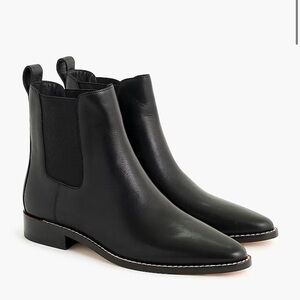 J. Crew Black Leather Chelsea Boots with Contrast Stitching
